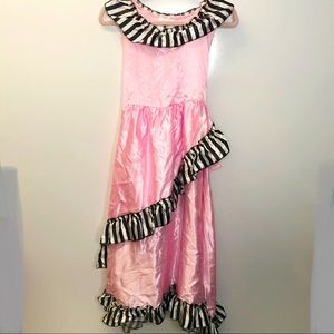 Pony Express pink Little Bo Peep dress costume black stripes matching hat large